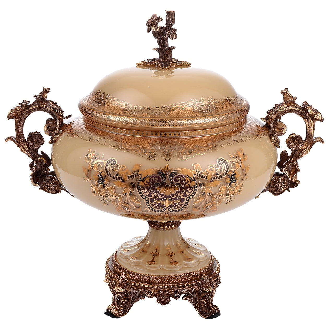 Urn in Bronze & Mocha Cream & Gold Finish AC6011H European Traditional Victorian
