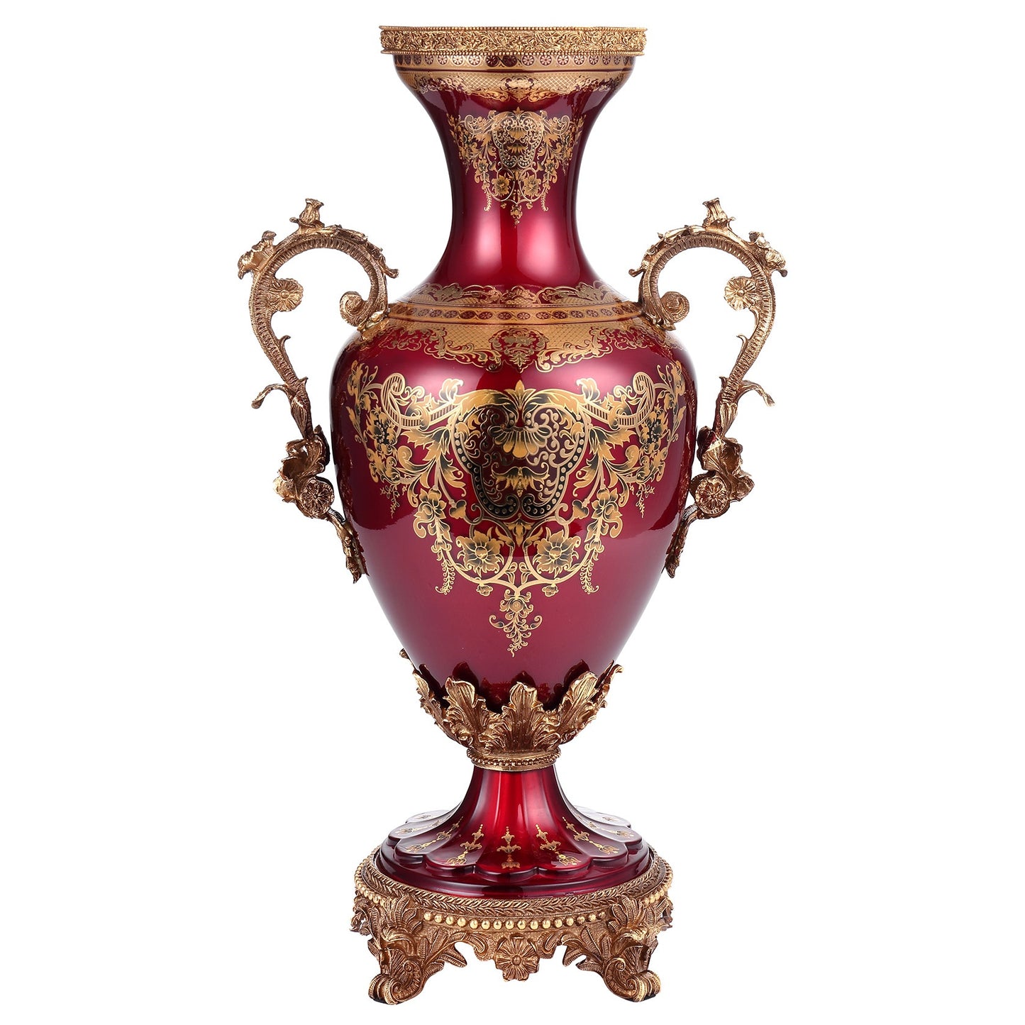 Vase in Bronze & Ruby Red & Gold Finish AC6028 European Traditional Victorian