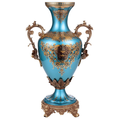 Vase in Bronze & Sapphire Blue & Gold Finish AC6028B European Victorian