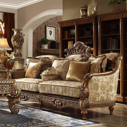 Fabric Sofa in Metallic Antique Gold Finish S610 European Traditional Victorian