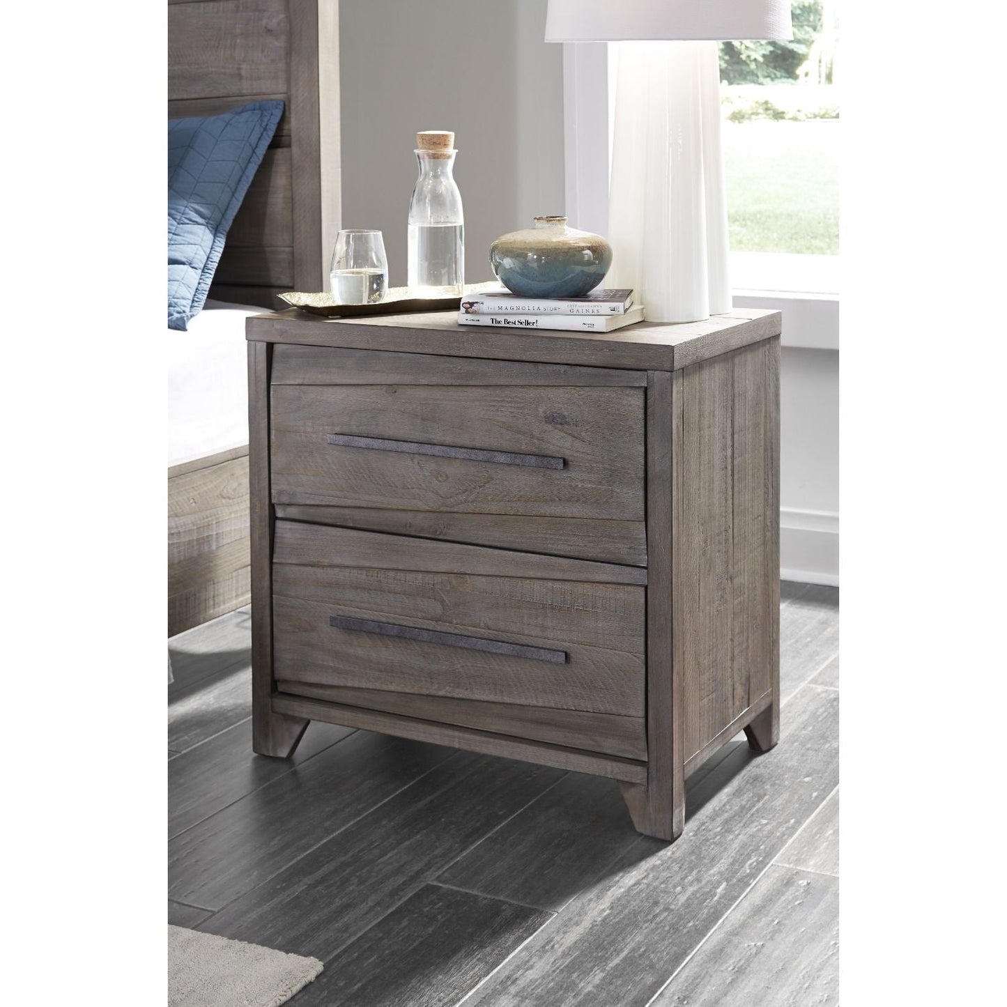 Modus Hearst Solid Wood Two Drawer Nightstand in Sahara Tan