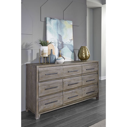 Modus Hearst Solid Wood Nine-Drawer Dresser in Sahara Tan