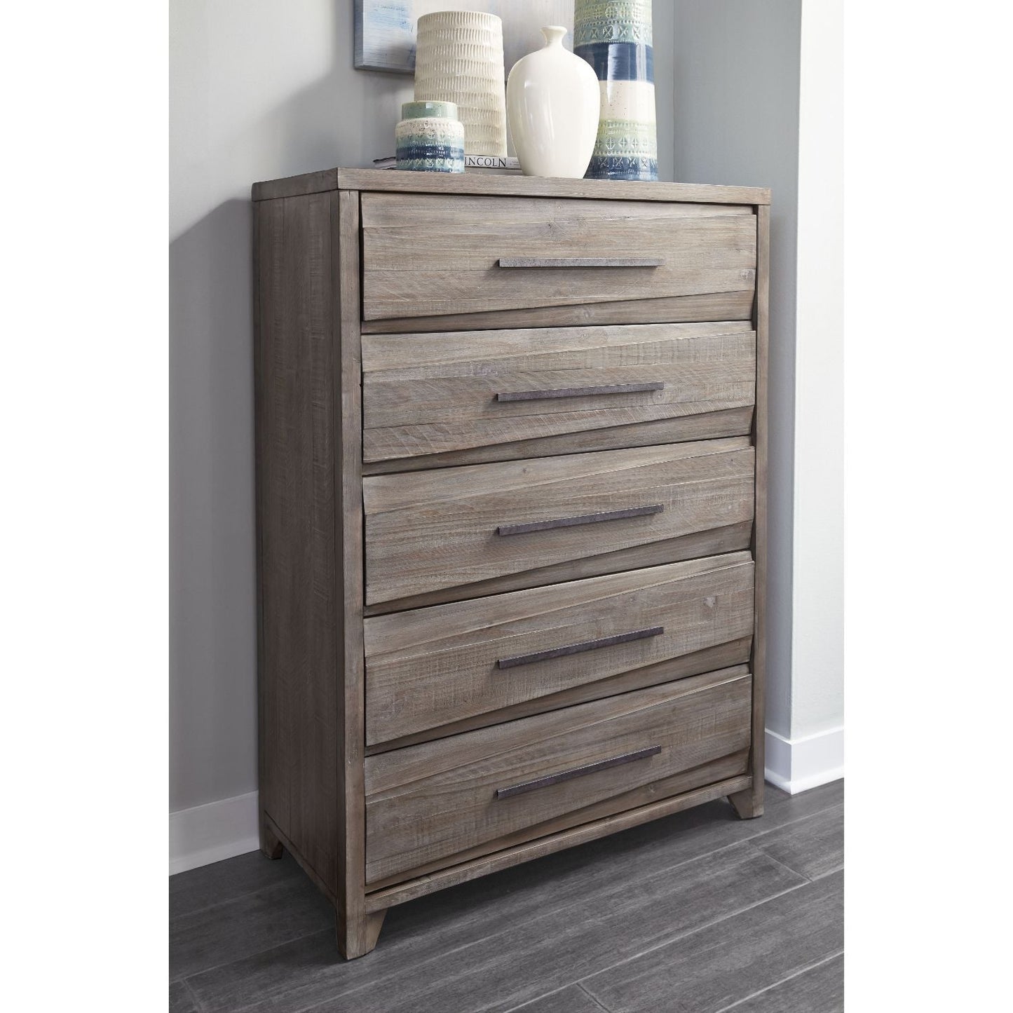 Modus Hearst Solid Wood Five Drawer Chest in Sahara Tan