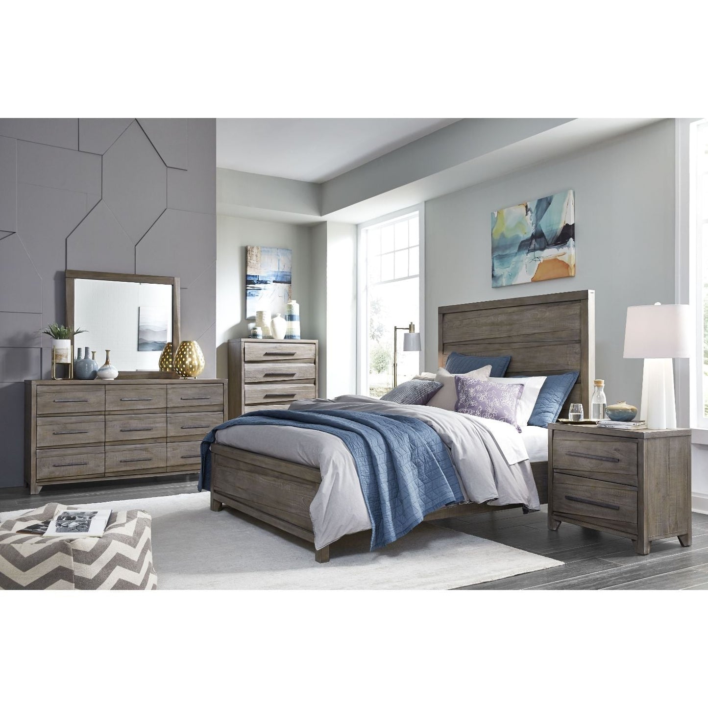 Modus Hearst Solid Wood Five Drawer Chest in Sahara Tan