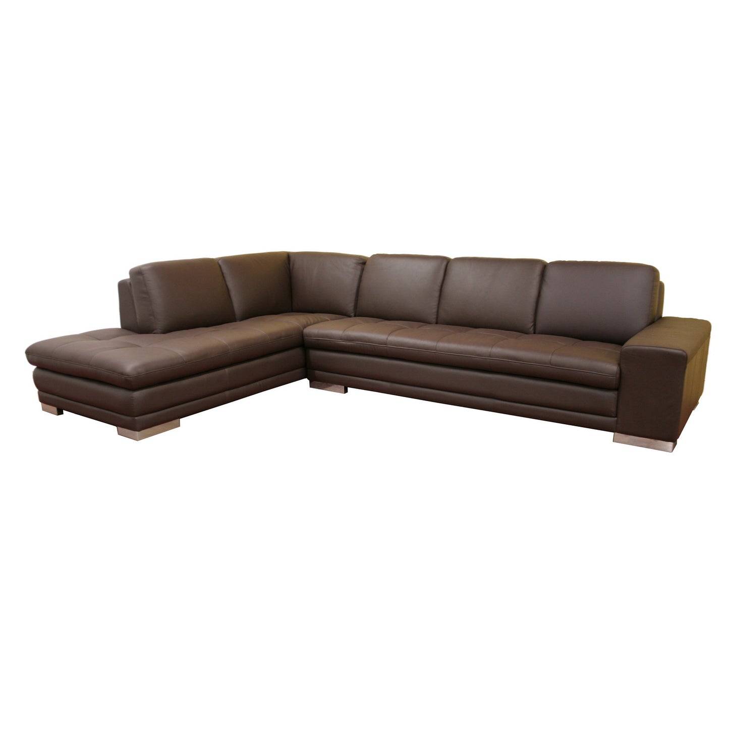 Contemporary Sectional Sofa in Dark Brown Leather - The Furniture Space.