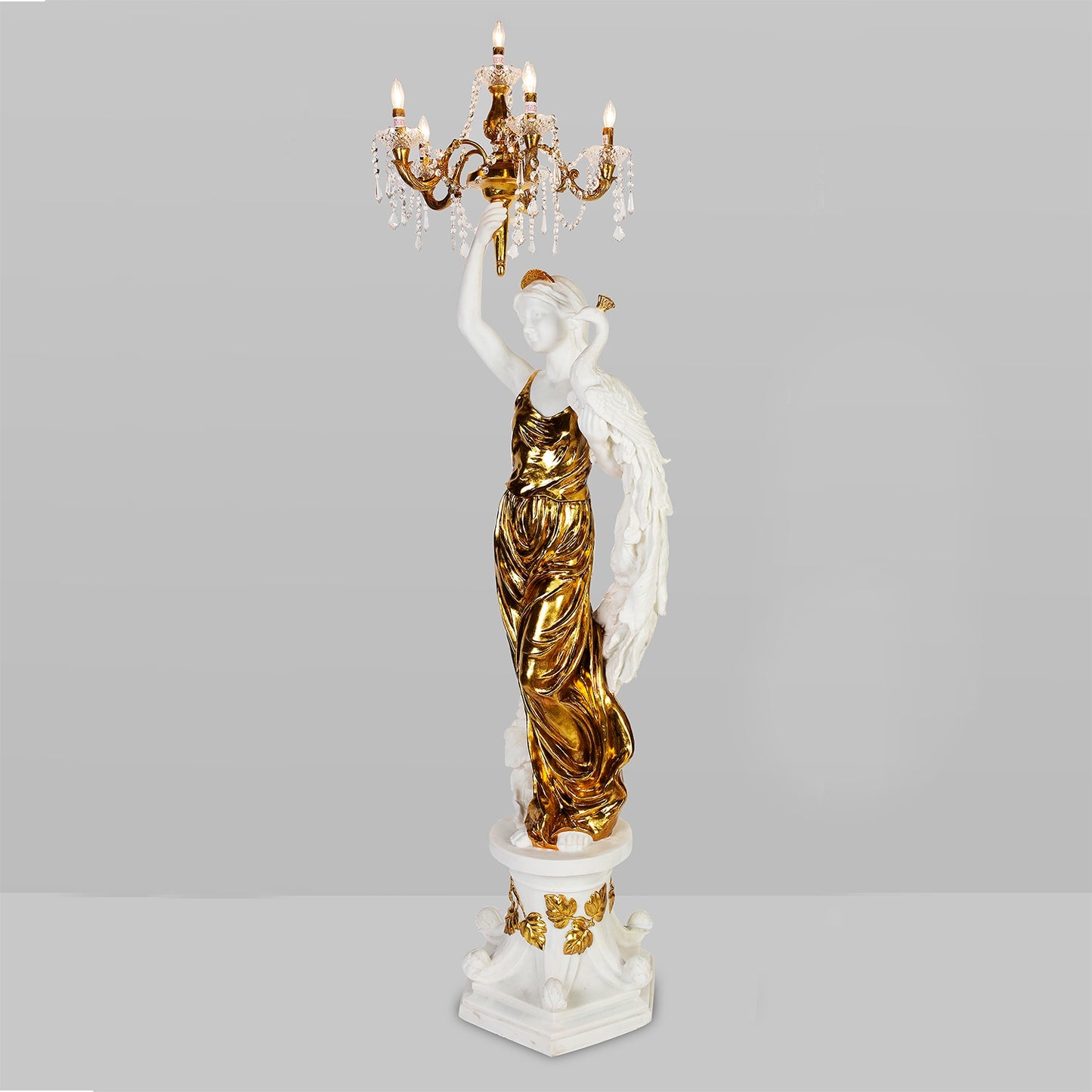 Floor Lamp in White & Metallic Gold Finish AC7941 European Traditional Victorian