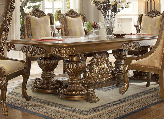 Dining Table in Metallic Antique Gold & Brown Finish D8011 European Victorian