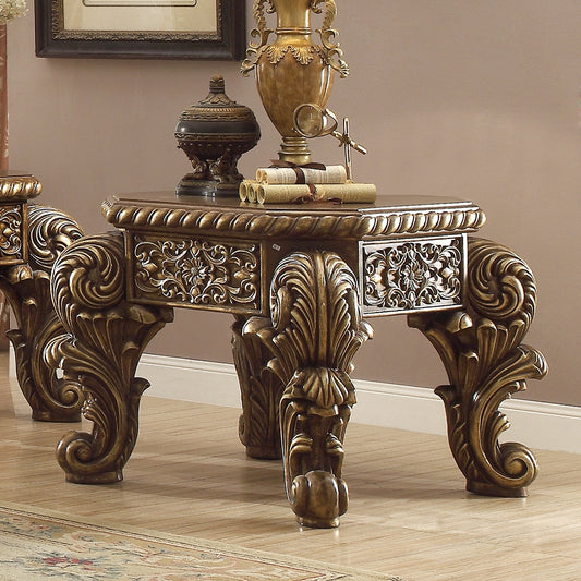 End Table in Metallic Antique Gold & Brown Finish E8011 European Victorian