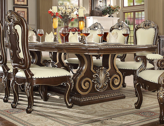 Dining Table in Brown Cherry Finish D8013 European Traditional Victorian