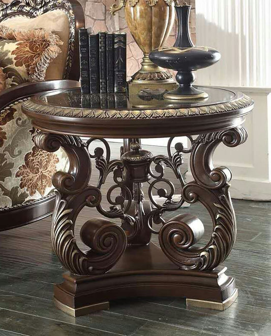 End Table in Brown Cherry Finish E8013 European Traditional Victorian