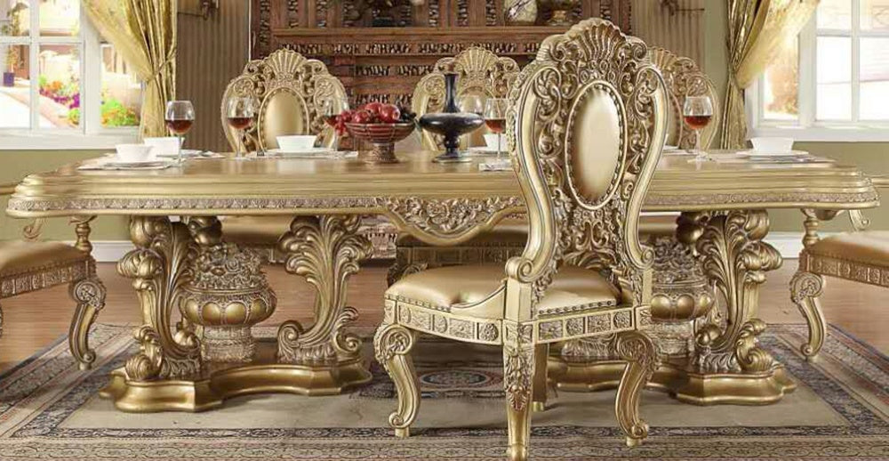 Dining Table in Metallic Bright Gold Finish D8016 European Traditional Victorian