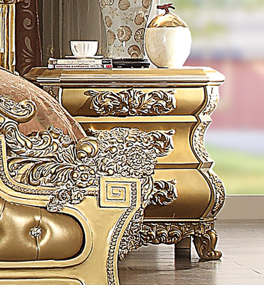 Night Stand in Metallic Bright Gold Finish N8016 European Traditional Victorian