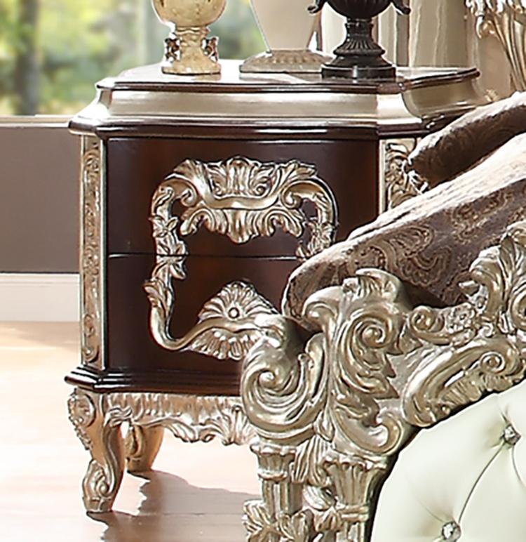 Night Stand in Metallic Silver Finish N8017 European Traditional Victorian