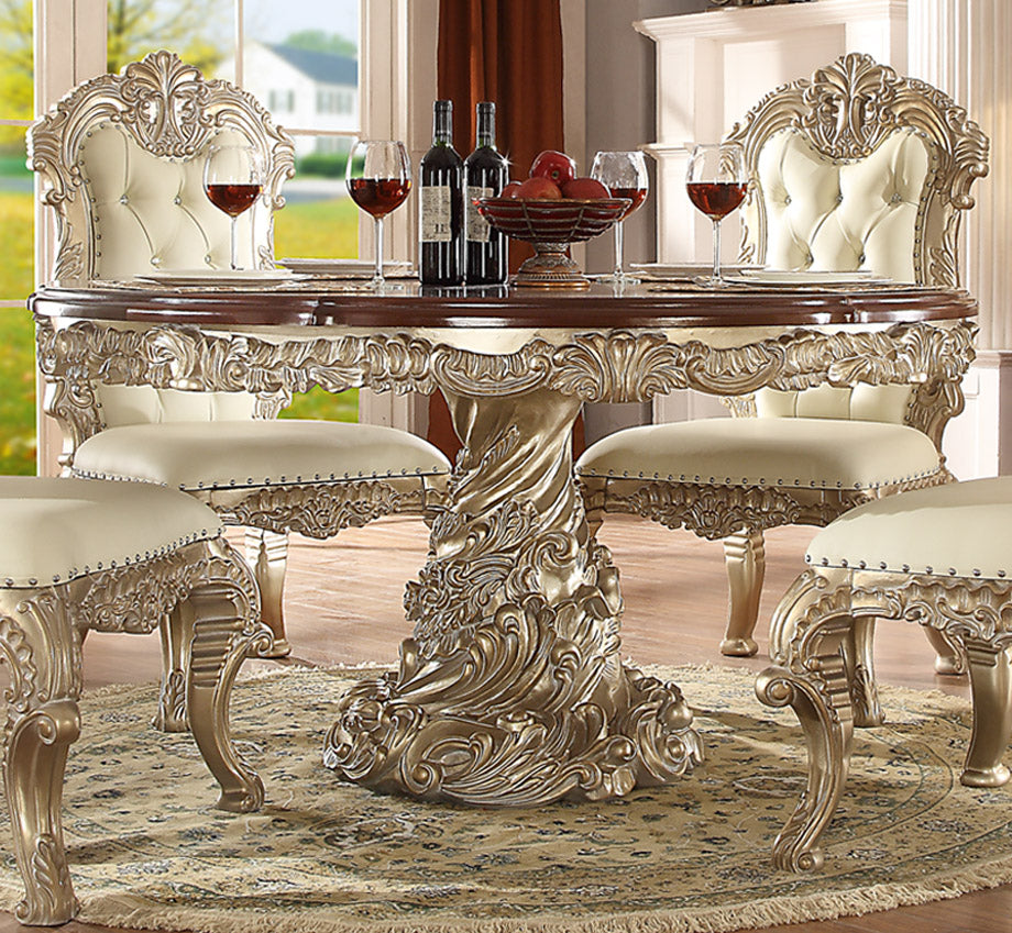 Round Dining Table in Metallic Silver Finish D8017ROUND European Victorian