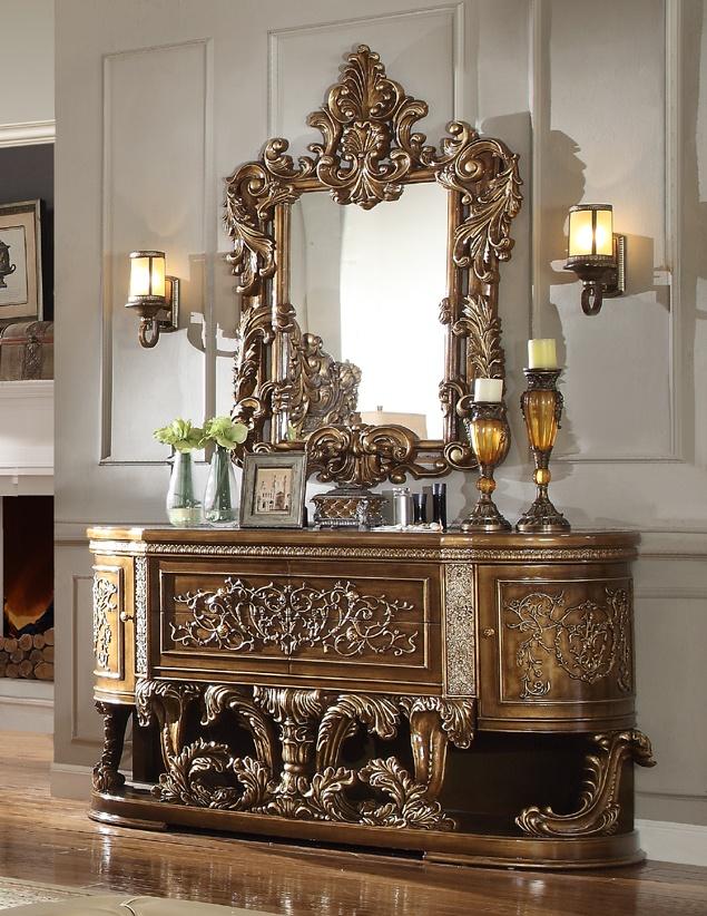 Dresser in Metallic Antique Gold & Brown Finish DR8018 European Victorian