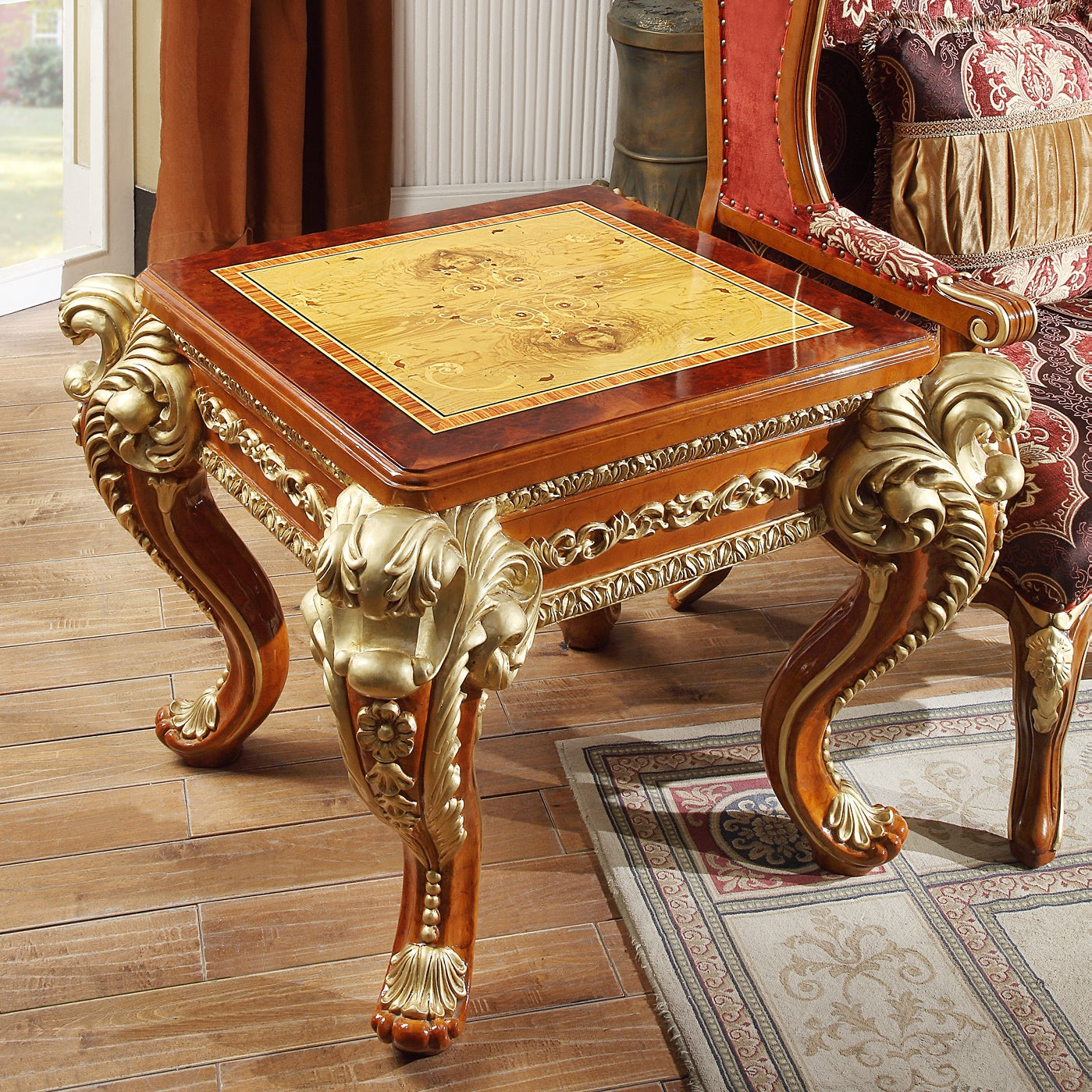 End Table in Metallic Golden Tan Finish E8024 European Traditional Victorian