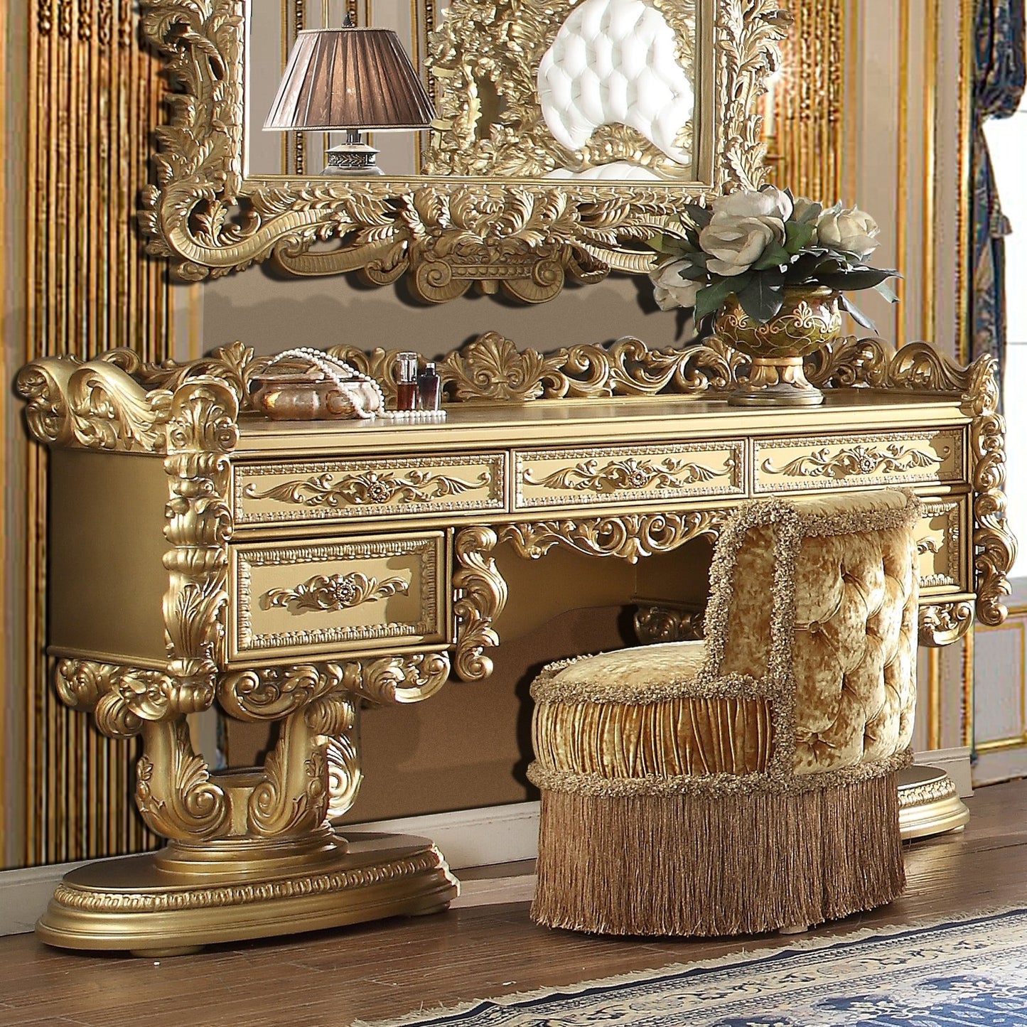 Dresser in Metallic Bright Gold Finish DR8086 European Traditional Victorian