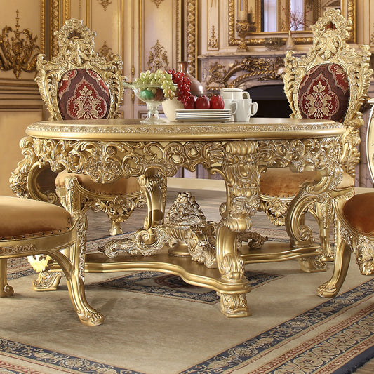 Round Dining Table in Metallic Bright Gold Finish DT8086-R European Victorian