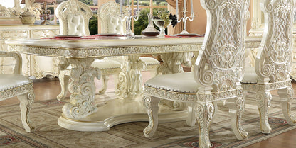 7 PC Dining Table Set in White Gloss Finish 8089-DTSET7 European Victorian