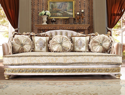 Fabric Sofa in Metallic Bright Gold Finish S814 European Traditional Victorian