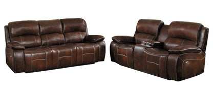 Homelegance Mahala 2PC Double Reclining Sofa & Love Seat in Brown Top Grain Leather