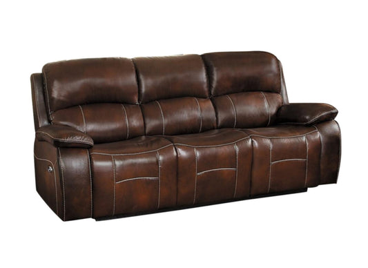 Homelegance Mahala Power Double Reclining Sofa in Brown Top Grain Leather