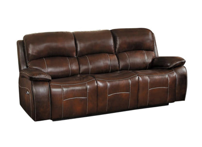 Homelegance Mahala 2PC Double Reclining Sofa & Love Seat in Brown Top Grain Leather