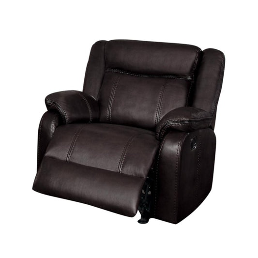 Homelegance Jude Glider Reclining Chair in Airehyde Leather - Dark Brown