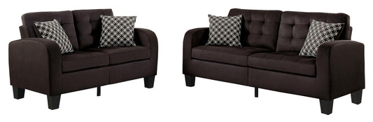 Homelegance Sinclair Park 2PC Sofa & Love Seat in Chocolate Fabric
