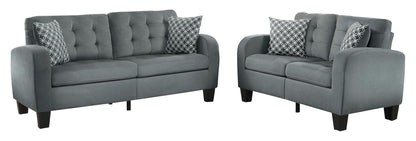 Homelegance Sinclair Park 2PC Sofa & Love Seat in Grey Fabric