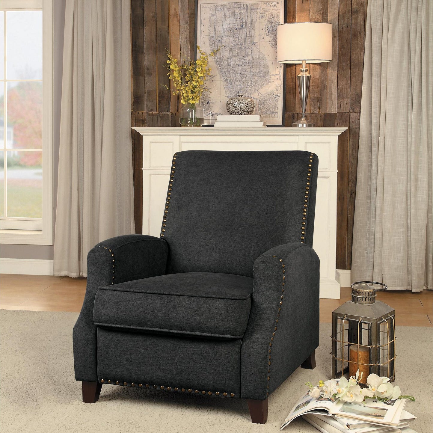 Homelegance Walden Push Back Recliner Chair in Grey Fabric