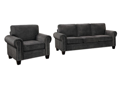 Homelegance Cornelia 2PC Sofa & Chair in Dark Grey Fabric