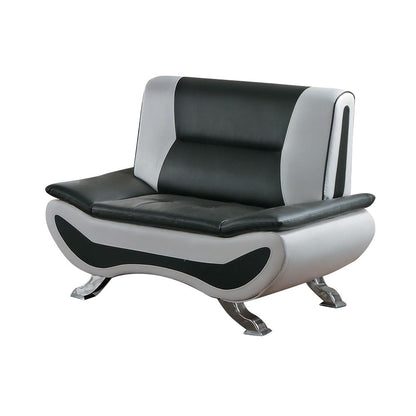 Homelegance Veloce Park 3PC Sofa, Love Seat & Chair in Black & White Leather