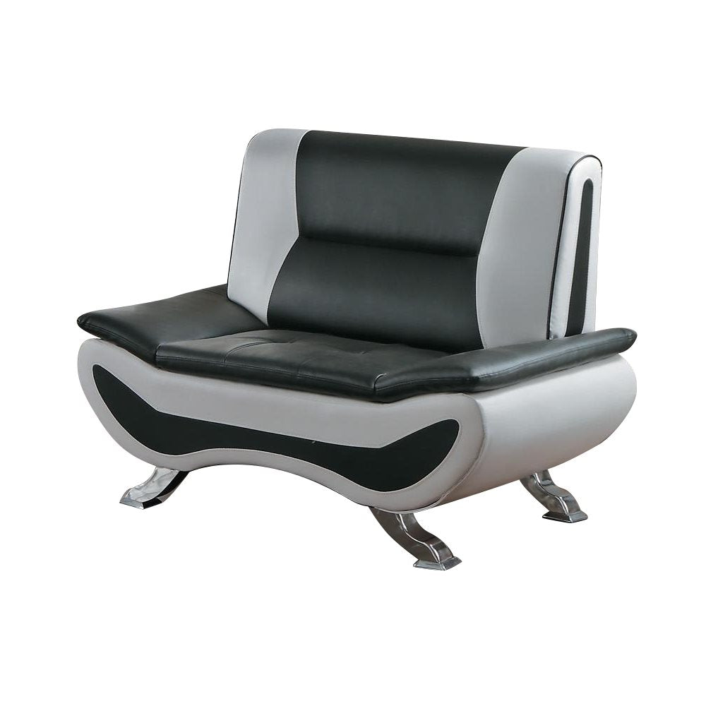 Homelegance Veloce Park 2PC Love Seat & Chair in Black & White Leather