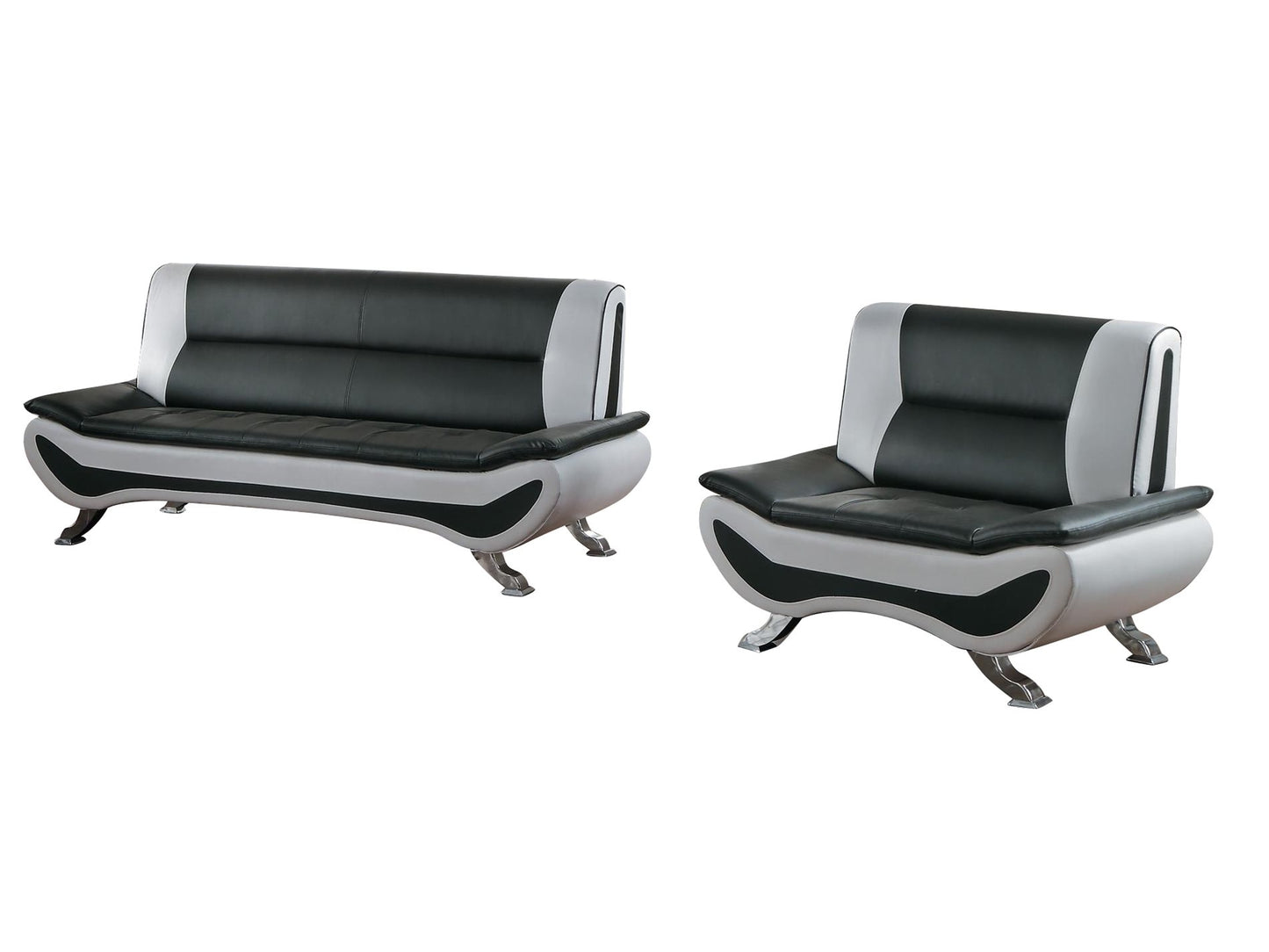 Homelegance Veloce Park 2PC Sofa & Chair in Black & White Leather