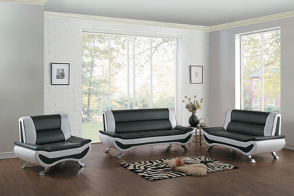 Homelegance Veloce Park Love Seat in Black & White Leather