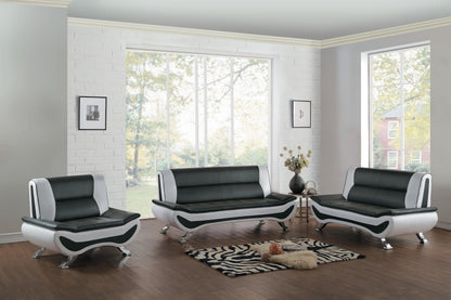 Homelegance Veloce Park 2PC Love Seat & Chair in Black & White Leather