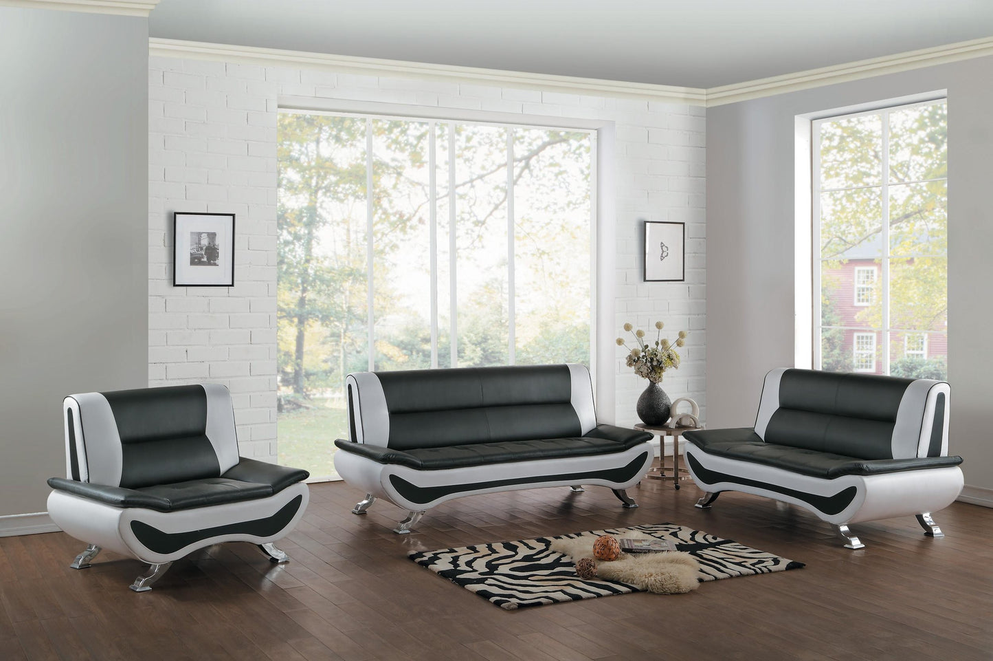Homelegance Veloce Park Sofa in Black & White Leather