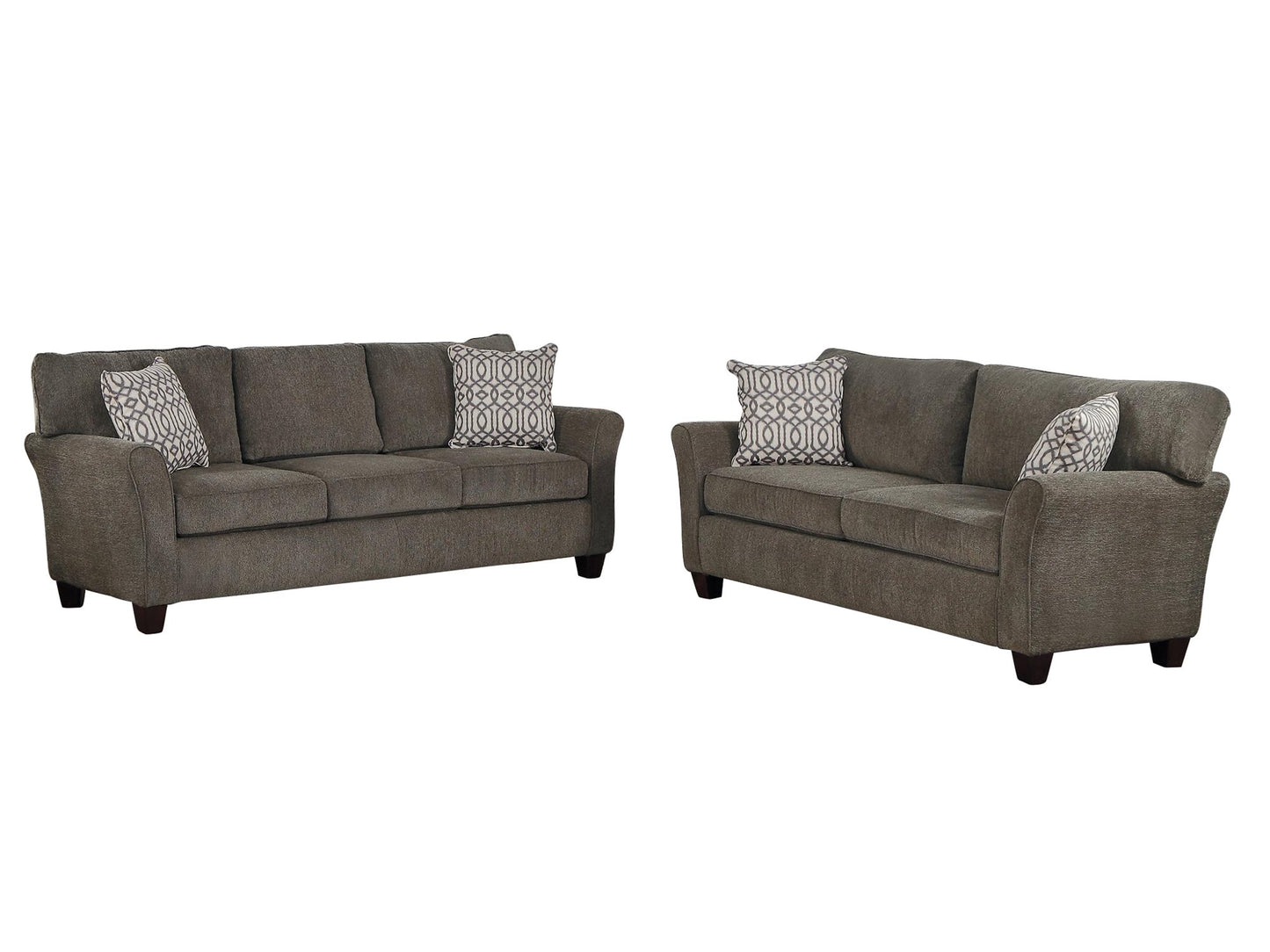 Homelegance Alain 2PC Sofa & Love Seat in Grey Fabric