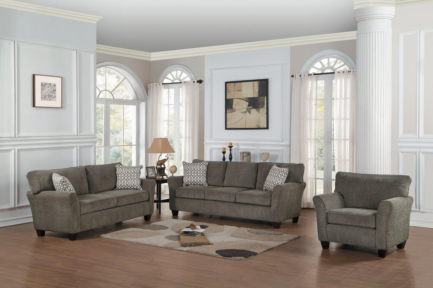 Homelegance Alain 2PC Sofa & Love Seat in Grey Fabric