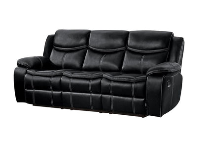 Homelegance Bastrop Double Reclining Sofa in Leather - Black