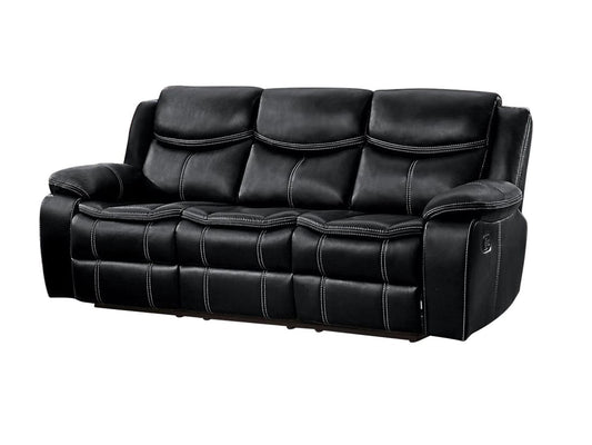 Homelegance Bastrop Double Reclining Sofa in Leather - Black