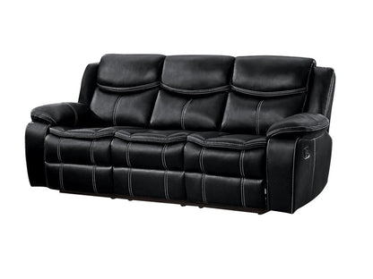 Homelegance Bastrop 2PC Double Reclining Sofa & Double Glider Reclining Love Seat with Center Console in Leather - Black