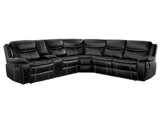 Homelegance Bastrop Reclining Sectional with Console in Black Leather