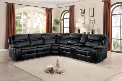 Homelegance Bastrop Reclining Sectional with Console in Black Leather
