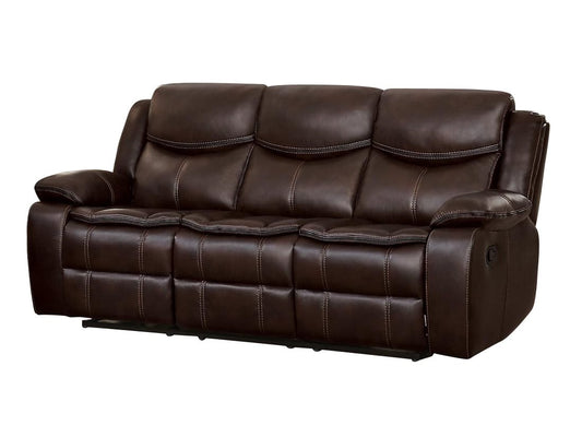 Homelegance Bastrop Double Reclining Sofa in Leather - Dark Brown