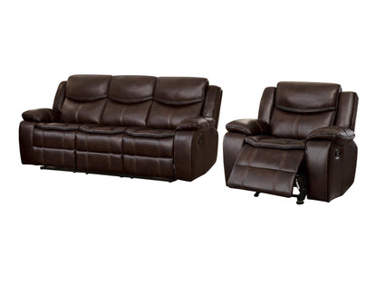 Homelegance Bastrop 2PC Double Reclining Sofa & Glider Reclining Chair in Leather - Dark Brown