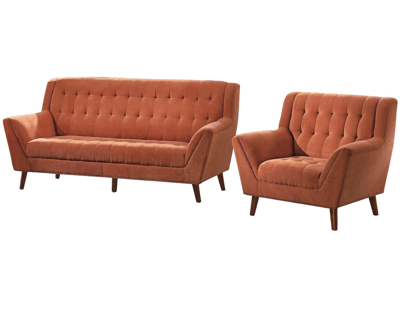Homelegance Erath 2PC Sofa & Chair in Orange Fabric