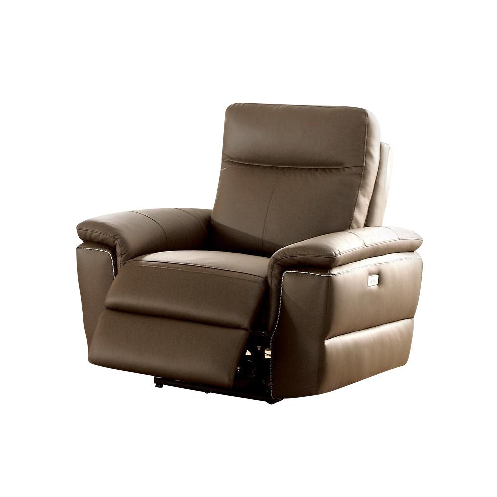 Homelegance Olympia 2PC Power Double Reclining Sofa & Reclining Chair in Top Grain Leather - Raisin