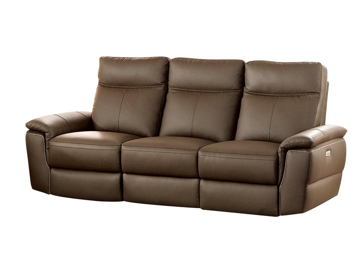 Homelegance Olympia 3PC Power Double Reclining Sofa, Double Reclining Love Seat & Reclining Chair in Top Grain Leather - Raisin